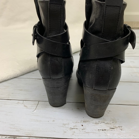 rag & bone Black Crossed Leather Booties - Picture 8 of 8